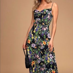 Cowl neck floral midi